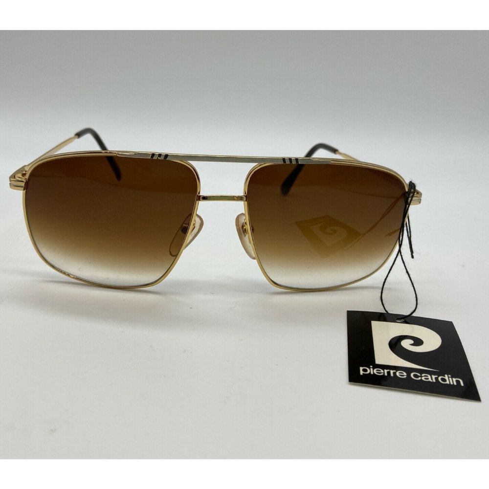 Vintage Pierre Cardin Gold Aviator Gradient Amber Lens Sunglasses Unisex